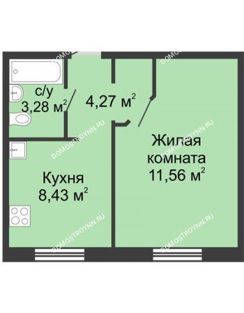 1 комнатная квартира 32,29 м² в ЖК Корабли, дом № 12