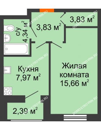 1 комнатная квартира 35,34 м² в ЖК Москва Град, дом № 60/1