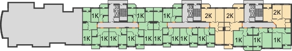 Планировка 19 этажа в доме Литер 19 в Микрорайон Красный Аксай