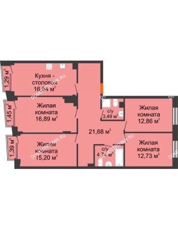 4 комнатная квартира 105,29 м² - Клубный дом на Ярославской