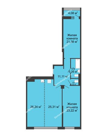 3 комнатная квартира 116,1 м² - ЖК Бристоль