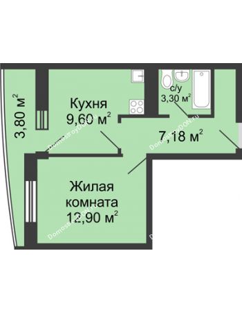 1 комнатная квартира 34,06 м² в ЖК Сельмаш, дом Литер 1