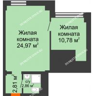 Апартаменты-студия 41,3 м², Апартаменты Бирюза в Гордеевке - планировка