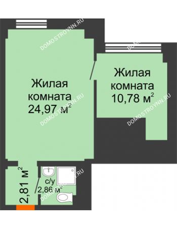 Студия 41,3 м² - Апартаменты Бирюза в Гордеевке