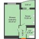 1 комнатная квартира 39,9 м² в ЖК Fresh (ЖК Фреш), дом Литер 2 - планировка