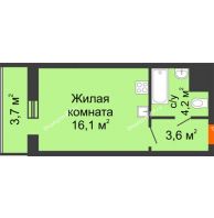 Студия 27,6 м², ЖК Космолет - планировка