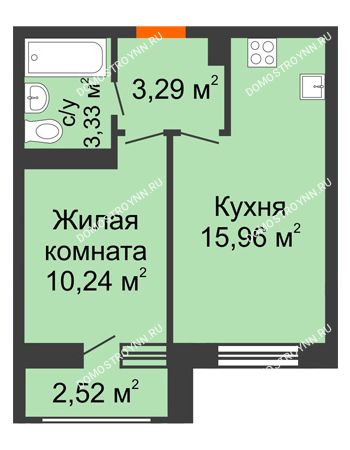 1 комнатная квартира 35,34 м² в ЖК Москва Град, дом № 63