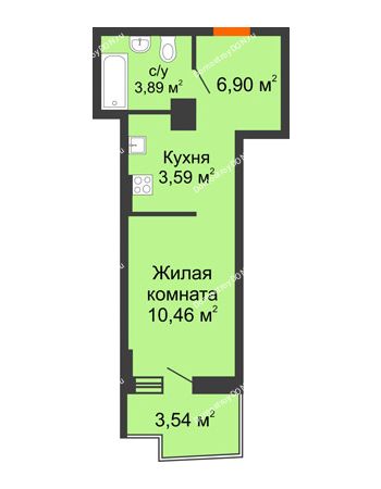 Студия 25,9 м² в ЖК Сердце Ростова 2, дом Литер 8