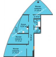 3 комнатная квартира 104,22 м², ЖК Atlantis (Атлантис) - планировка