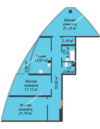 3 комнатная квартира 104,22 м² - ЖК Atlantis (Атлантис)