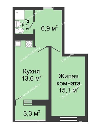 1 комнатная квартира 40,8 м² в ЖК Звезда Столицы, дом Литер 3