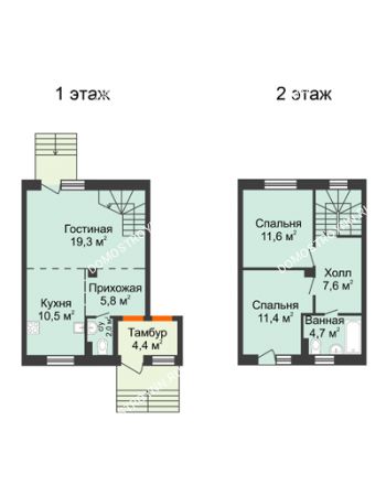 3 комнатная квартира 72,9 м² в Квартирные таунхаусы п. Ждановский, дом № 1