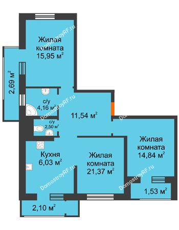 3 комнатная квартира 82,26 м² в ЖК Стрижи, дом Литер 2