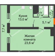 1 комнатная квартира 53,9 м², ЖК Космолет - планировка