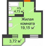 Студия 25,74 м² в ЖК Светлоград, дом Литер 15 - планировка