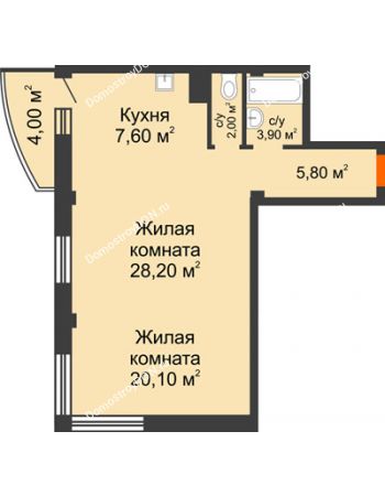 2 комнатная квартира 68,8 м² - ЖК Южная Башня