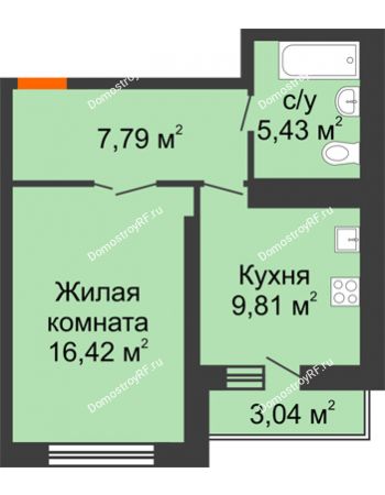 1 комнатная квартира 40,97 м² - ЖК НЕБО на Ленинском, 215В