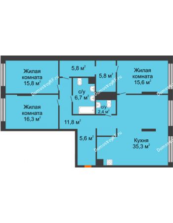 3 комнатная квартира 121 м² в Квартал Новин, дом 6 очередь ГП-6