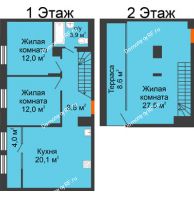 3 комнатная квартира 88,1 м² в ЖК Андерсен парк, дом ГП-2 - планировка