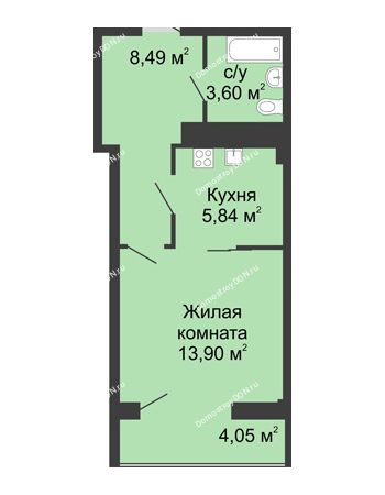 1 комнатная квартира 33,79 м² в  ЖК РИИЖТский Уют, дом Секция 1-2