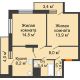 2 комнатная квартира 57,2 м², ЖК Космолет - планировка