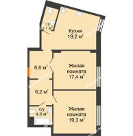 2 комнатная квартира 75,5 м² в Архитектурный Ансамбль Вознесенский, дом Собенникова - планировка
