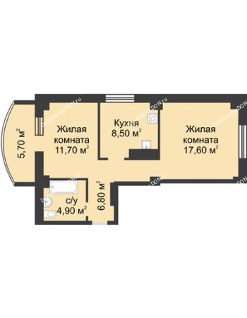 2 комнатная квартира 55,19 м² - ЖК Крепостной вал
