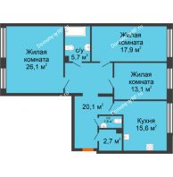 3 комнатная квартира 103,8 м² в Архитектурный Ансамбль Вознесенский, дом Дом Собенникова - планировка