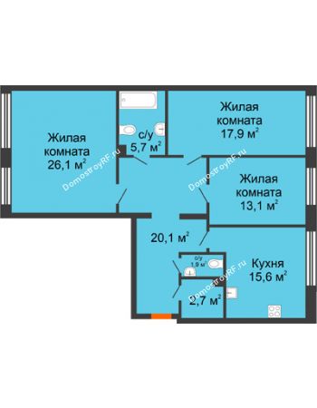 3 комнатная квартира 103,8 м² в Архитектурный Ансамбль Вознесенский, дом Собенникова