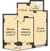2 комнатная квартира 59,42 м² в ЖК Рубин, дом Литер 3 - планировка