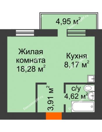 1 комнатная квартира 36,47 м² - ЖК Новая Жизнь