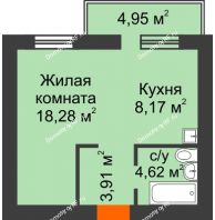 1 комнатная квартира 36,47 м², ЖК Новая Жизнь - планировка