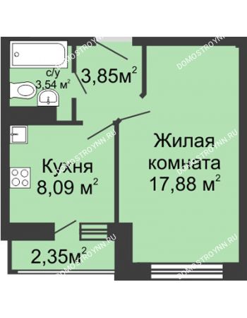 1 комнатная квартира 35,7 м² в ЖК Зеленый берег, дом № 13 корпус 1