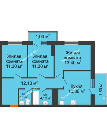 3 комнатная квартира 71,1 м² - ЖК Клубный дом на Мечникова