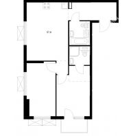 2 комнатная квартира 57,8 м² в ЖК Савин парк, дом корпус 8 - планировка