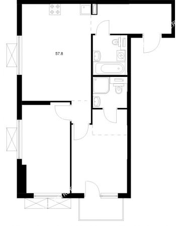 2 комнатная квартира 57,8 м² в ЖК Савин парк, дом корпус 8