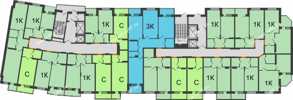 Планировка 11 этажа в доме 2 позиция 5-8 секция в ЖК Мандарин