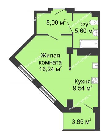 Студия 38,31 м² в ЖК Мега, дом № 2