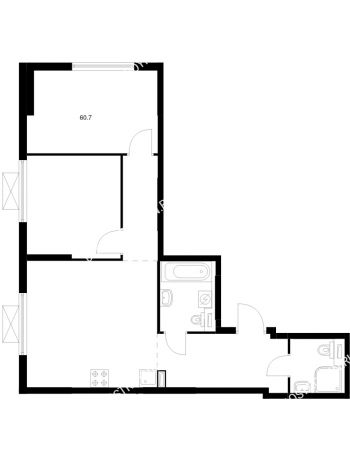 2 комнатная квартира 60,7 м² в ЖК Савин парк, дом корпус 8