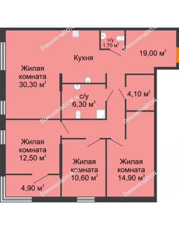 4 комнатная квартира 101,9 м² - ЖК Островский