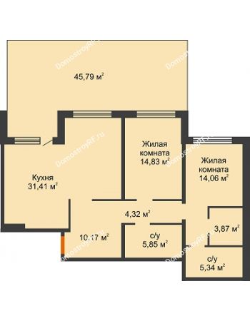 2 комнатная квартира 103,59 м² в Жилой Район Никольский, дом ГП-54