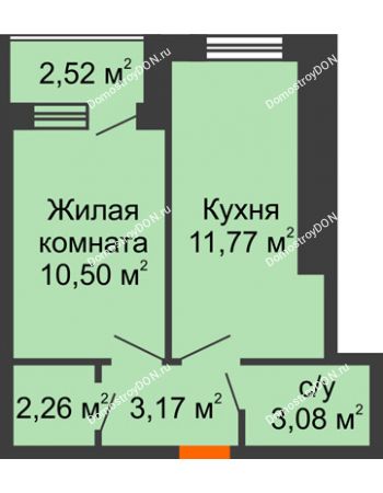 1 комнатная квартира 32,04 м² в ЖК Спутник, дом 4/2, № 7