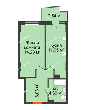 1 комнатная квартира 40,03 м² в ЖК Город у реки, дом Литер 8