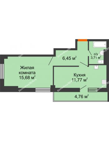 1 комнатная квартира 39,99 м² - ЖК Марксистский
