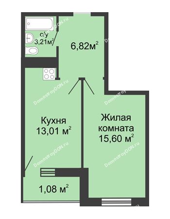 1 комнатная квартира 39,72 м² - ЖК Центральный-3