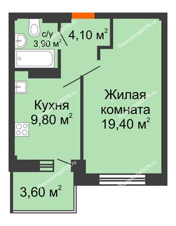 1 комнатная квартира 41 м² в ЖК Екатерининский, дом № 2б
