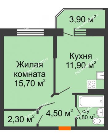 1 комнатная квартира 39,4 м² в ЖК Звездный-2, дом № 2