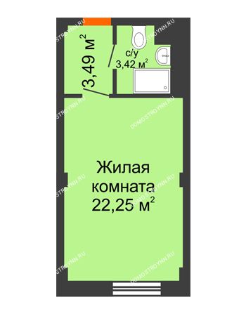 Студия 29,16 м² - Апартаменты Бирюза в Гордеевке