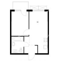 1 комнатная квартира 33 м² в ЖК Савин парк, дом корпус 8 - планировка