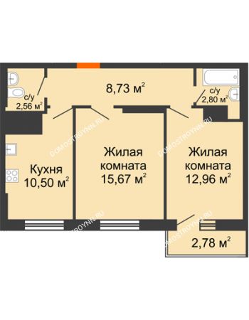 2 комнатная квартира 56 м² - ЖК Комарово